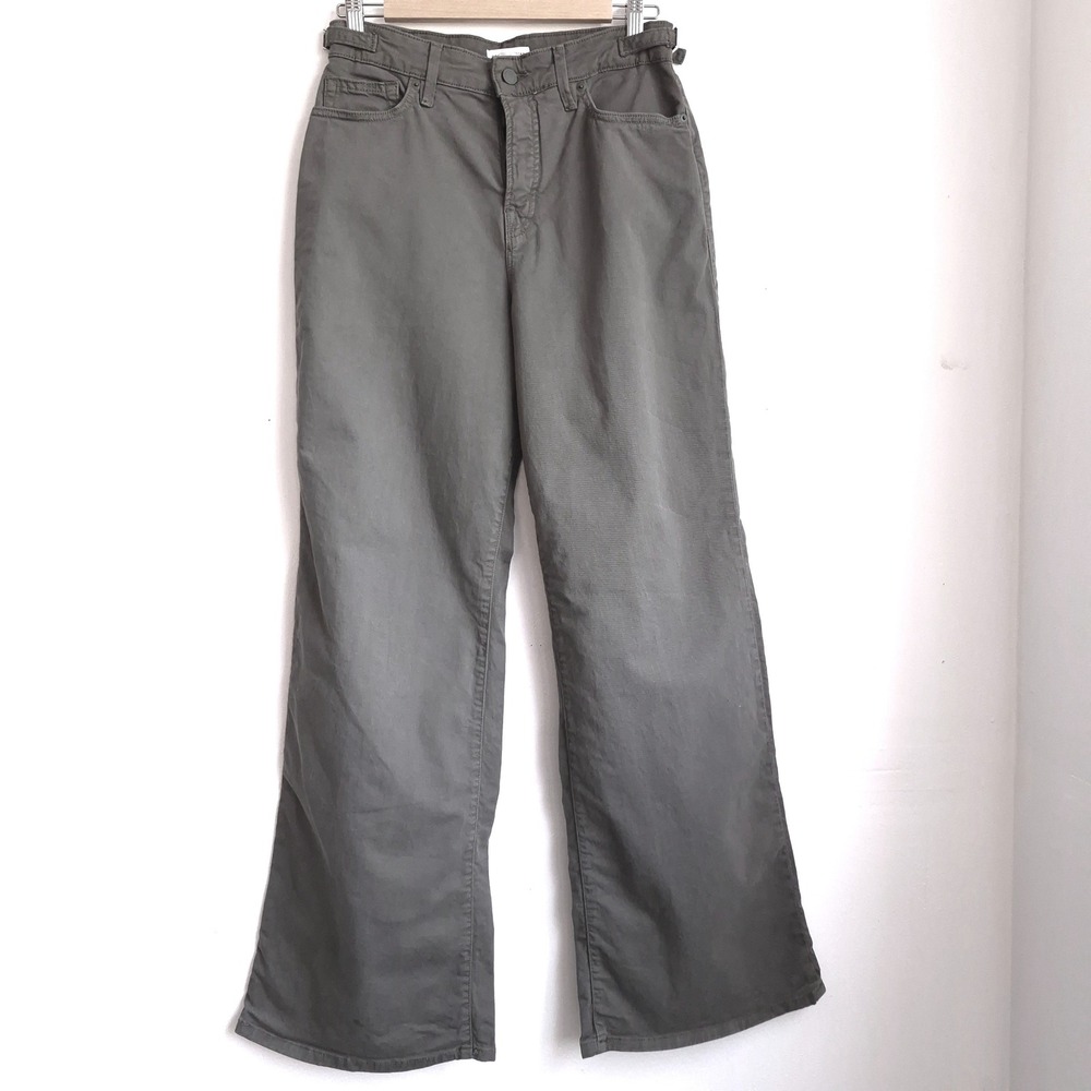 Good American Twill Good Ease Pants Olive Green 2/26 High Rise Wide Leg Utility